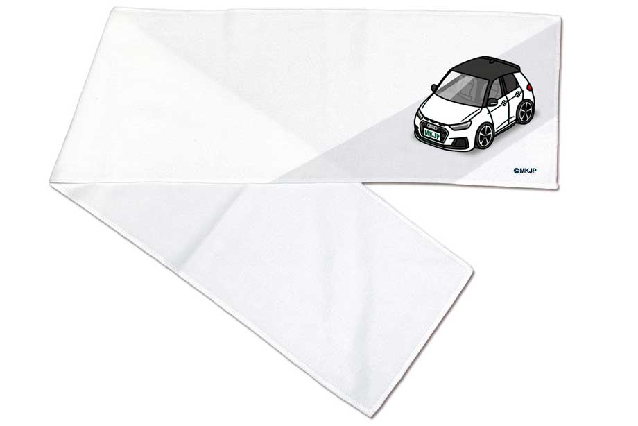 メンテナンスDVDショップ MKJPのマフラータオル 約21×110cm 車好き プレゼント 車 メンズ 誕生日 彼氏 イベント 納車 名入れ ナンバー 外車 アウディA1 スポーツバック GB｜アングル3