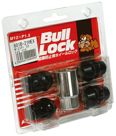 【送料無料】M12×P1.5 21HEX袋ホイールブラックロックナット KYO-EI製 4個【Bull Lock [ブルロック]】【品番:601B】トヨタ車/ダイハツ..