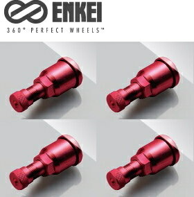 【送料無料】【品番40-450-2615-R】ENKEI アルミ製レッドエアーバルブ 4本 1台分[キャップ有り] ［普通自動車・軽自動車]