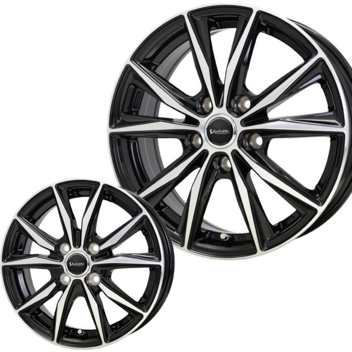 14インチ 4穴 100 4.5J ヴァレット スティング ブラックポリッシュ ホイール単品 4本セット
