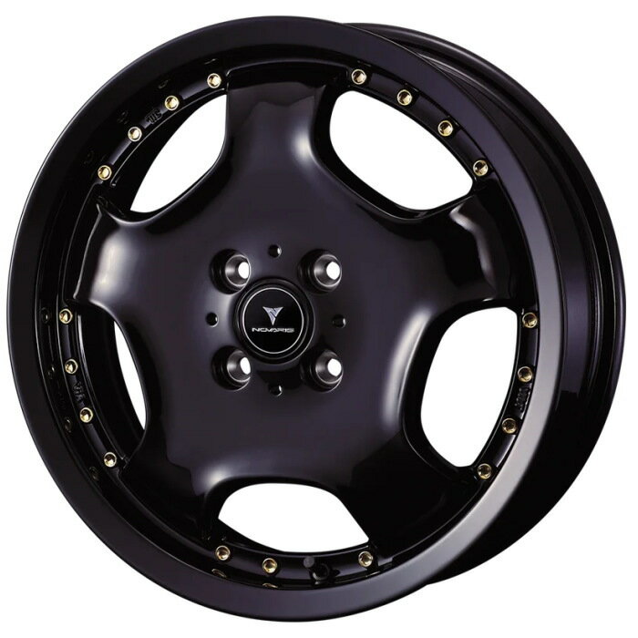 DUNLOP WINTER MAXX WM03 165/65R15 81Q NOVARIS ASSETE D1 BLACK/GOLDピアス 15インチ 4.5J+45 4H-100 スタッドレス 4本セット(2)