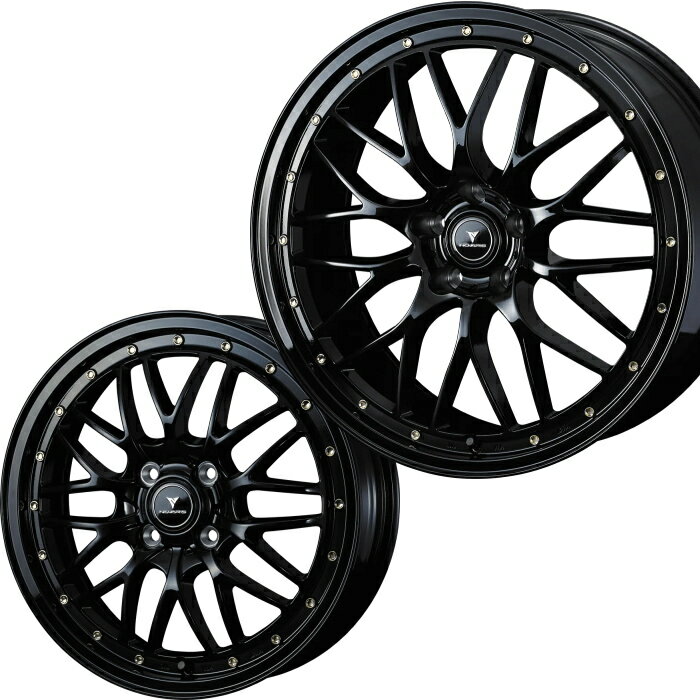 15インチ 4穴 100 4.5J ノヴァリス アセット M1 ブラック/ゴールドピアス ホイール単品 4本セット