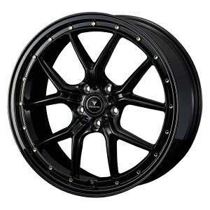 BRIDGESTONE BLIZZAK DM-V3 225/60R18 100Q NOVARIS ASSETE S1 BLACK/GOLDピアス 18インチ 7.5J+53 5H-114.3 スタッドレス 4本セット