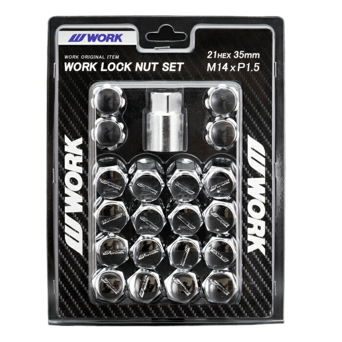WORK LOCK NUT SET 全長35mm 5穴用 20個セット クローム M14×P1.5 21HEX 240258