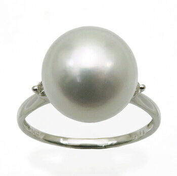 Rakuten - 南洋真珠 リング 10.5mm D0.08ct プラチナ 両サイドの控えめなダイヤが上品 冠婚葬祭 瑞浪鉱物展示館 4919