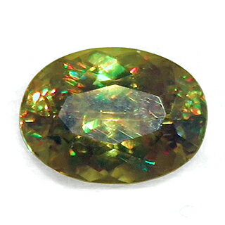 スフェン ルース 3.08ct レアストーン 強テリ 濃黄緑 新たに追加の7月の誕生石 マダガスカル 瑞浪鉱物展示館 5139