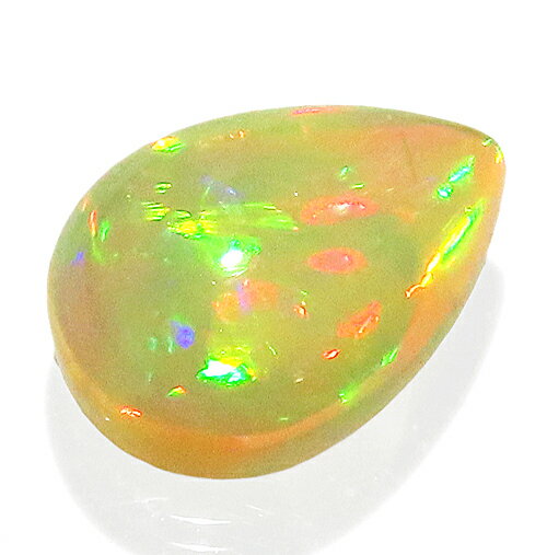 ルース エチオピアオパール 3.80ct 淡橙の地色に赤.緑.橙の強い遊色 エチオピア 瑞浪鉱物展示館 5574