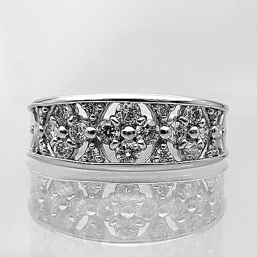 ダイヤモンドリング 0.50ct Pt 程よいボリューム 華やかさもあるデザイン 瑞浪鉱物展示館 5606