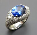 2518【タンザナイトリング】2.51ct D1.43ct 12月の誕生石 ゴージャス Pt ダイヤ入り : 瑞浪鉱物展示館 【送料無料】