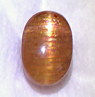 4088 珍品 裸石 ルース マイクロクリン サンストーン キャッツアイ 3.43ct スリランカ産 瑞浪鉱物展示館