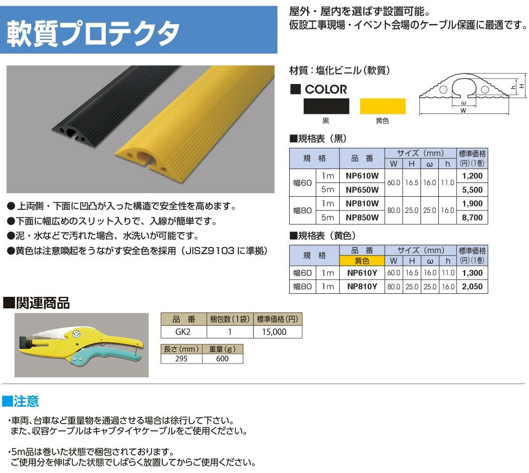 マサル工業 軟質プロテクタ 黒 NP650W (幅60mm×長さ5m) 2