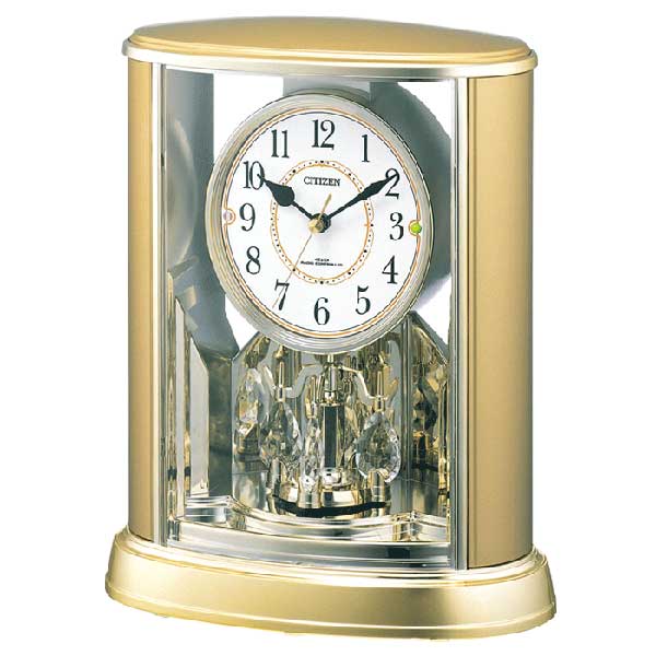 置き時計 シチズン 電波時計 CITIZEN 置時計 4RY659-018 金メタリック色 プラスチック枠 回転飾り 文字入れ不可 取り寄せ品