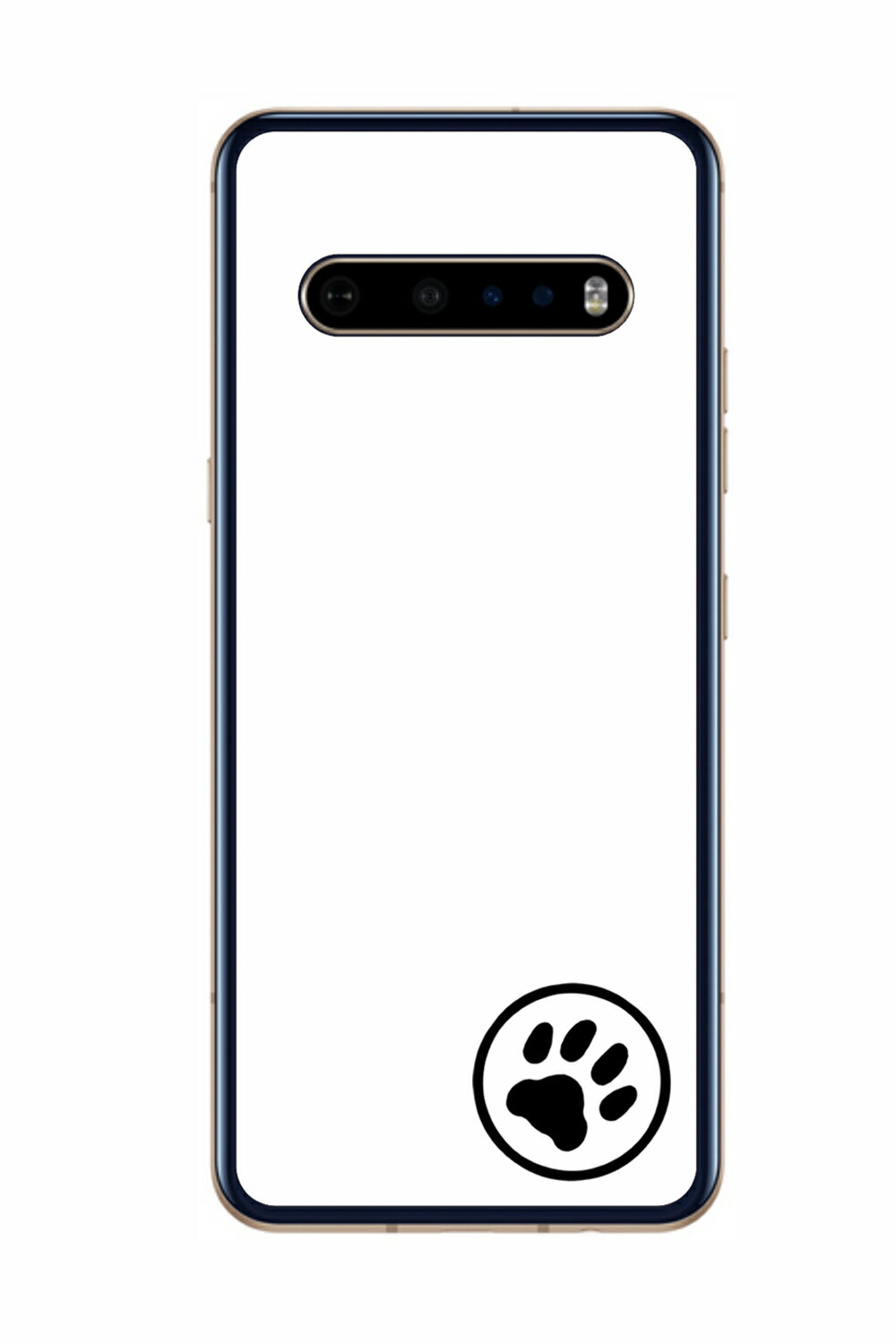 [ClearView LG V60 ThinQ 5G用 肉球 背面フィルム ワンポイント 丸 ブラック] SPACECOOL(r)フィルム使用 （スマホ熱中症対策 ※屋外利用時）