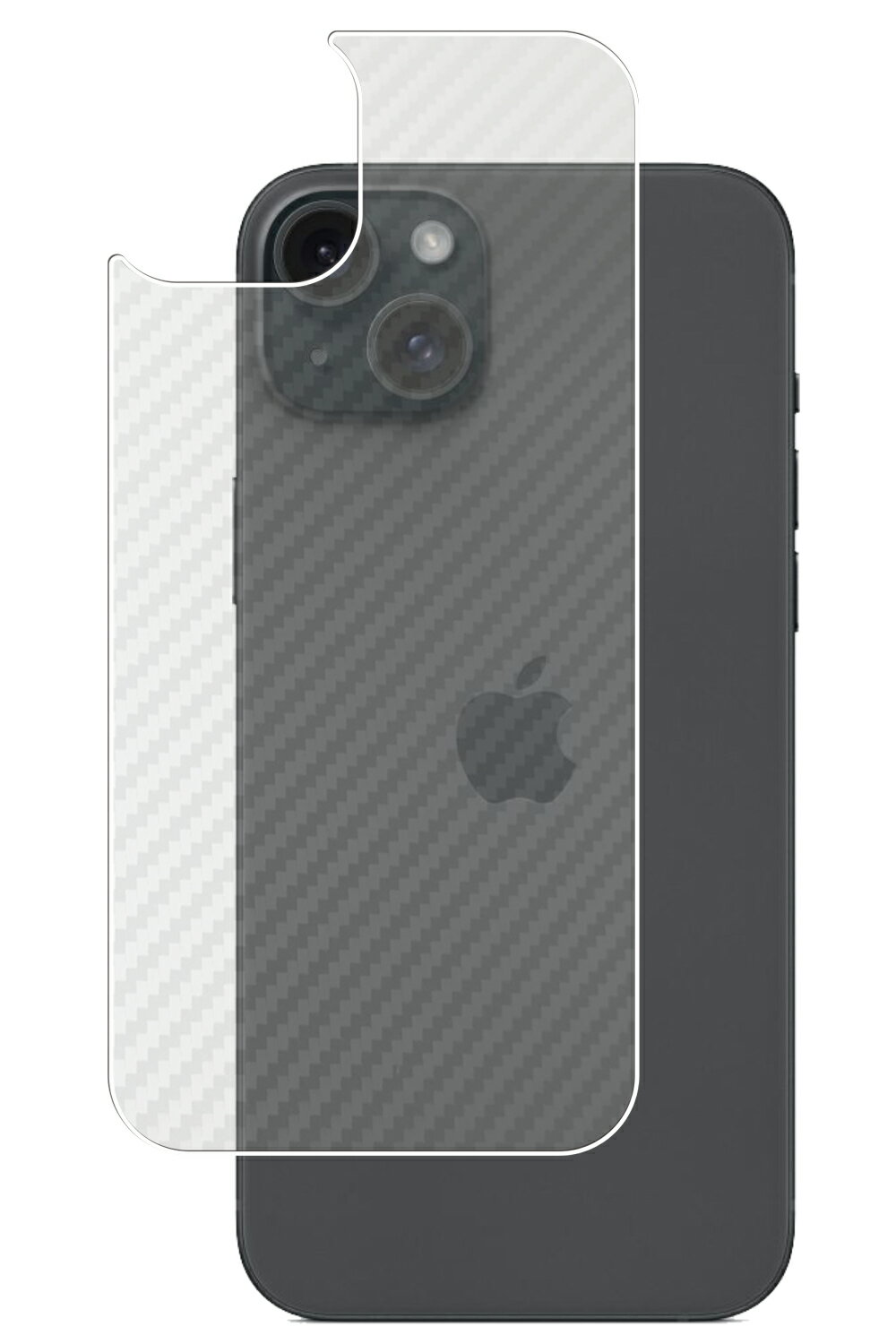 【スーパーSALE 半額 50%OFF】iPhone 15 Plus 用 カーボン調 クリア 背面 保護フィルム ★ アップル アイフォーン