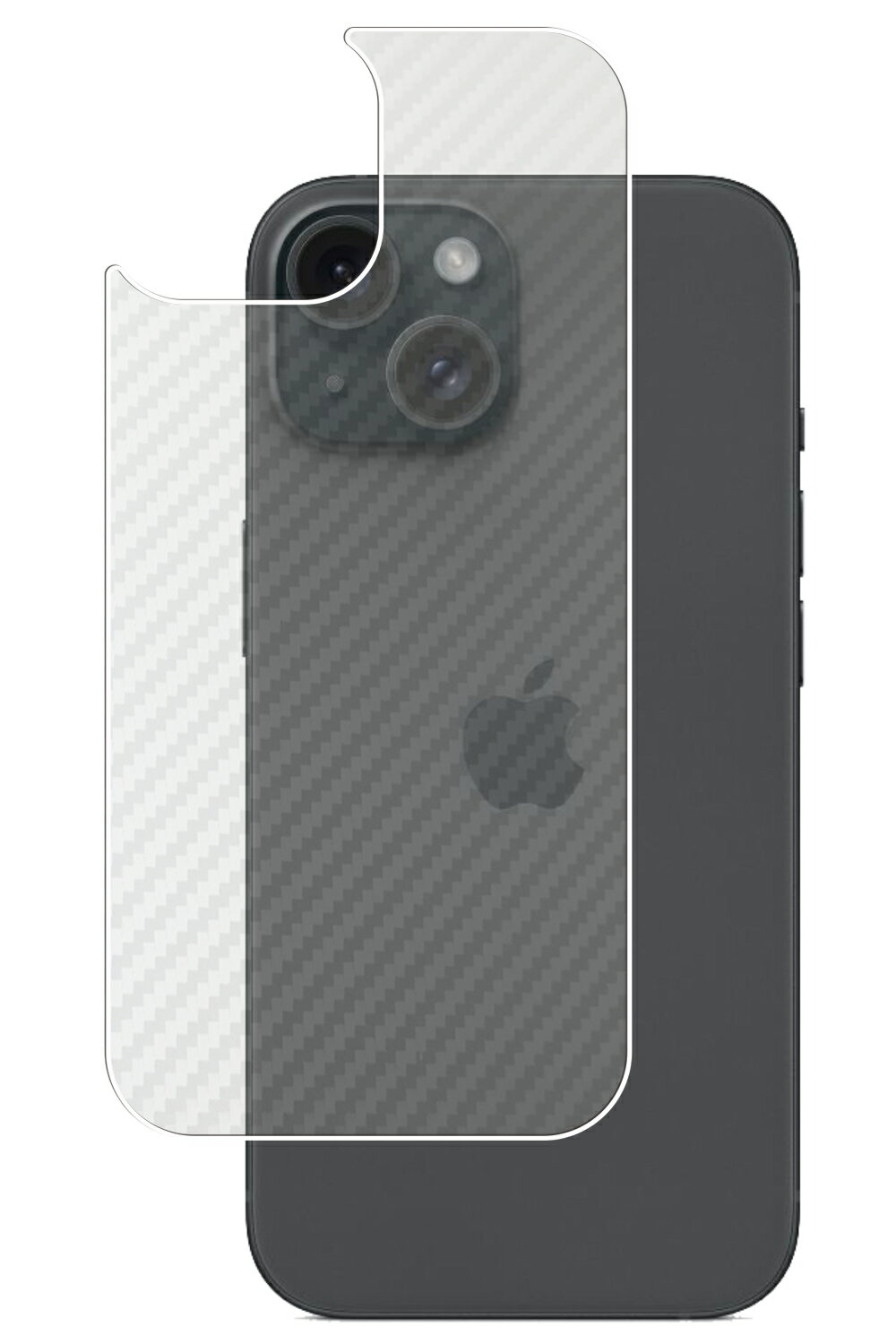 【スーパーSALE 半額 50%OFF】iPhone 15 用 カーボン調 クリア 背面 保護フィルム ★ アップル アイフォーン
