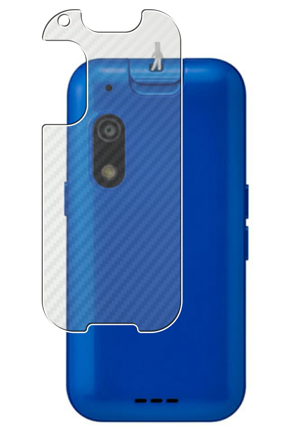 【スーパーSALE 半額 50%OFF】ZTE キッズフォン3 SoftBank 用 カーボン調 クリア 背面 保護フィルム ★ ゼットティーイー