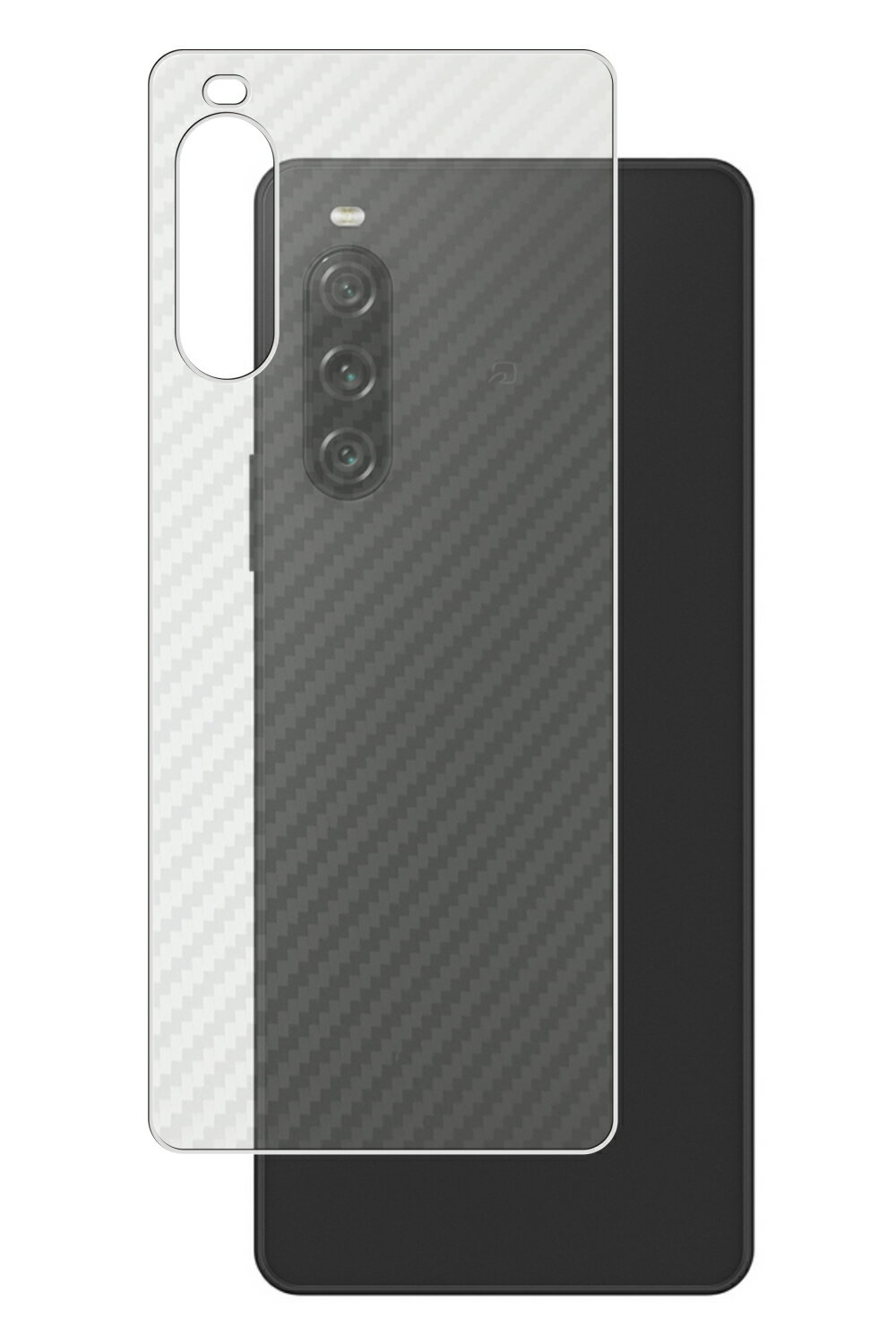 【スーパーSALE 半額 50%OFF】Sony Xperia 10 V 用 カーボン調 クリア 背面 保護フィルム ★ ソニー エクスペリア テン マークファ...