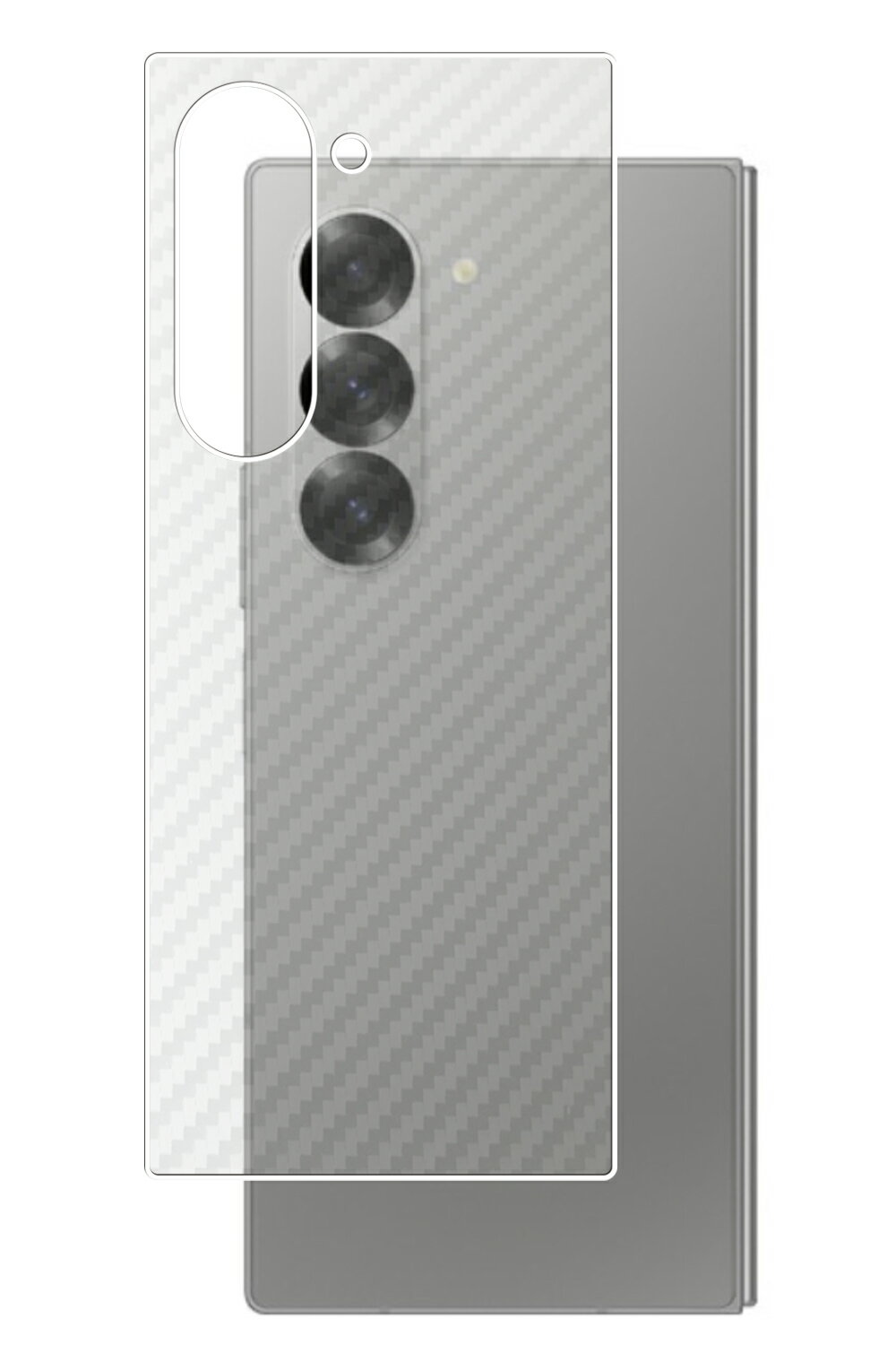 【スーパーSALE 半額 50%OFF】サムスン Galaxy Z Fold6 用 カーボン調 クリア 背面 保護フィルム ★ Samsung ギャラクシー ゼ...