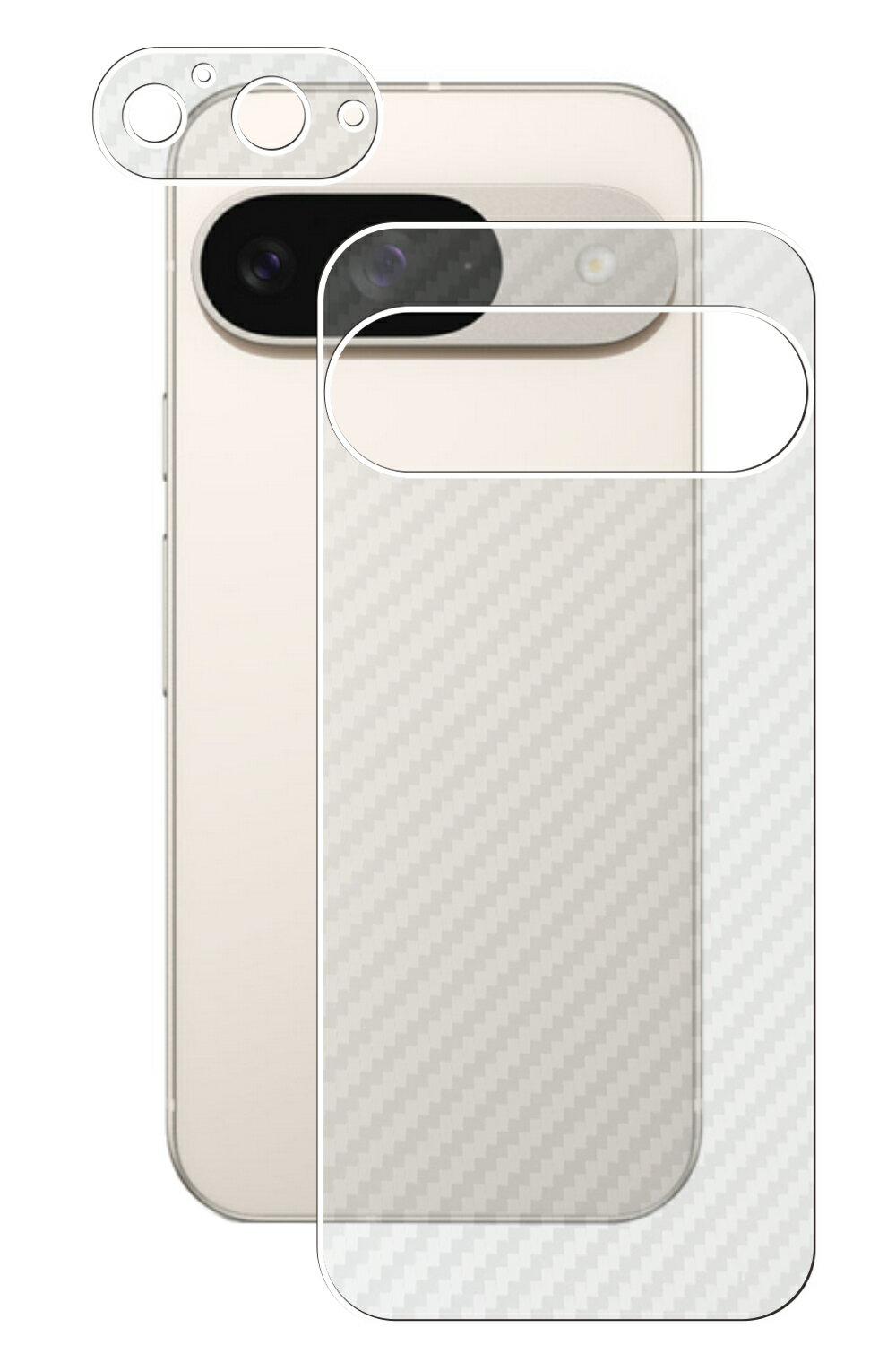 【スーパーSALE 半額 50%OFF】Google Pixel 9 用 カーボン調 クリア 背面 保護フィルム ★ グーグル ピクセル ナイン