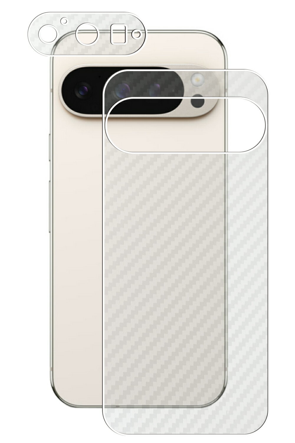 【スーパーSALE 半額 50%OFF】Google Pixel 9 Pro 用 カーボン調 クリア 背面 保護フィルム ★ グーグル ピクセル ナイン プロ