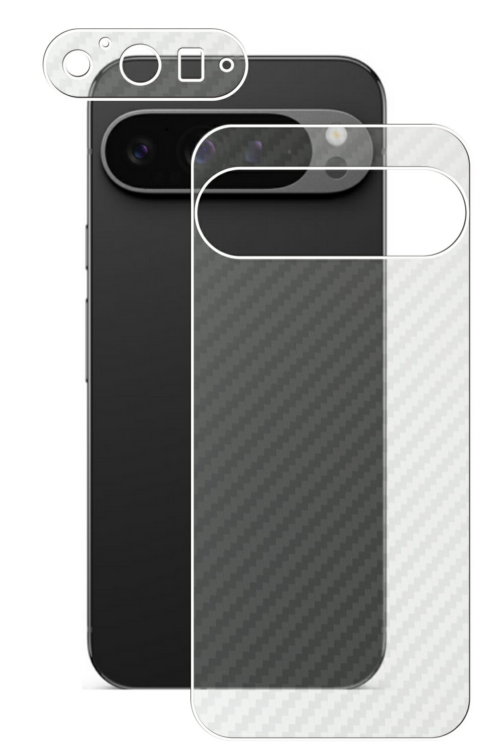 【スーパーSALE 半額 50%OFF】Google Pixel 9 Pro XL 用 カーボン調 クリア 背面 保護フィルム ★ グーグル ピクセル ナイン ...