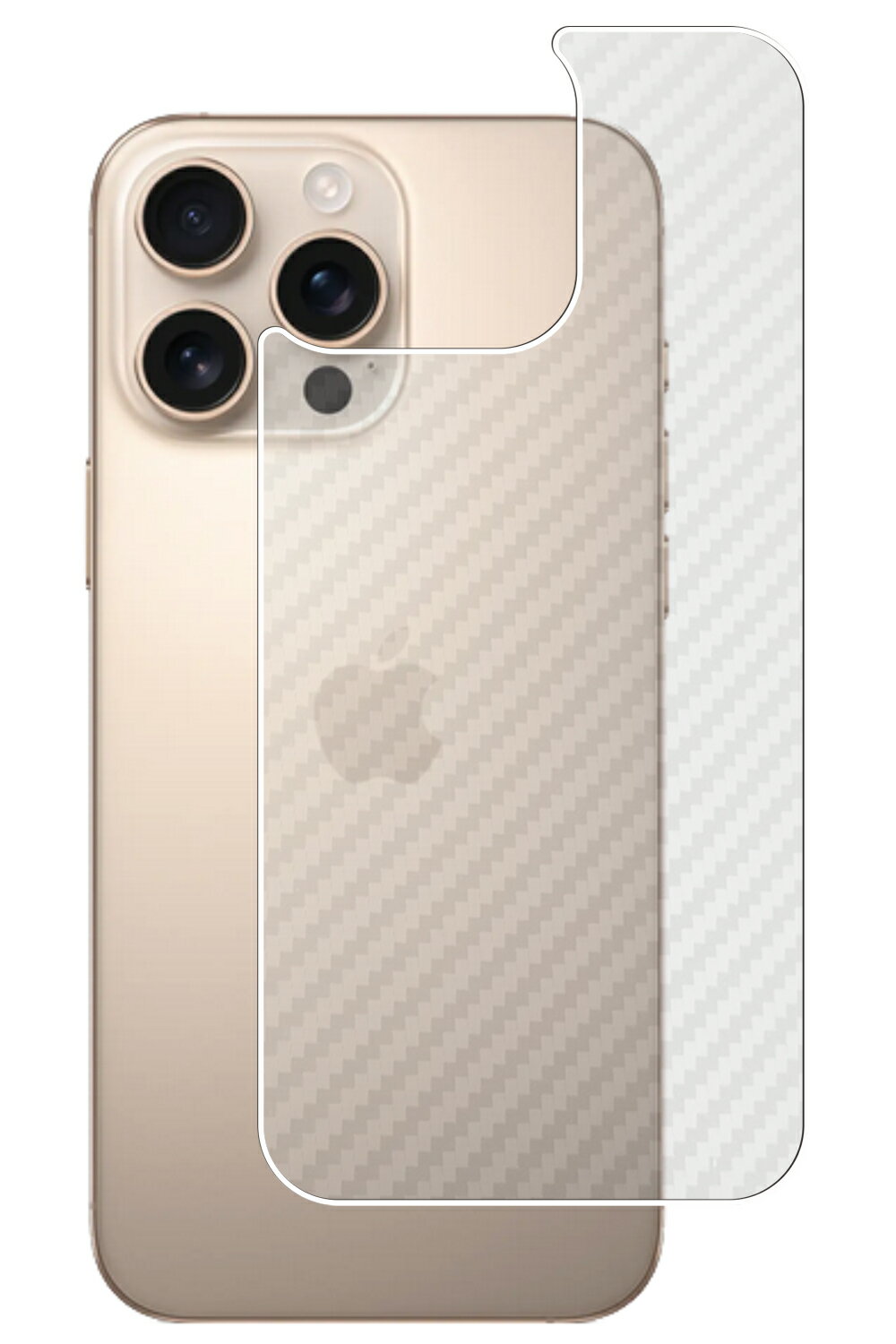 【スーパーSALE 半額 50%OFF】iPhone 16 Pro Max 用 カーボン調 クリア 背面 保護フィルム ★ アップル アイフォーン