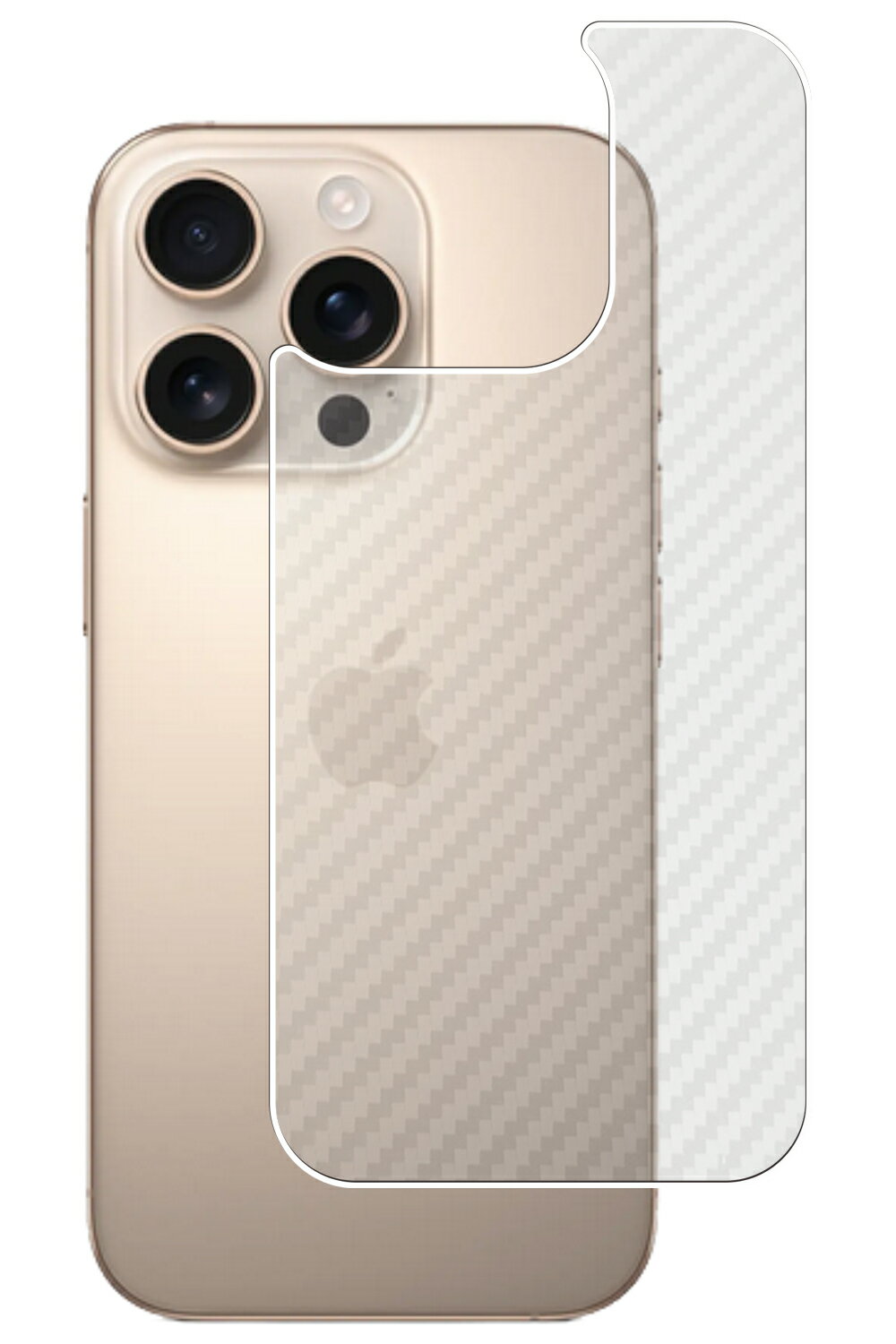 【スーパーSALE 半額 50%OFF】iPhone 16 Pro 用 カーボン調 クリア 背面 保護フィルム ★ アップル アイフォーン
