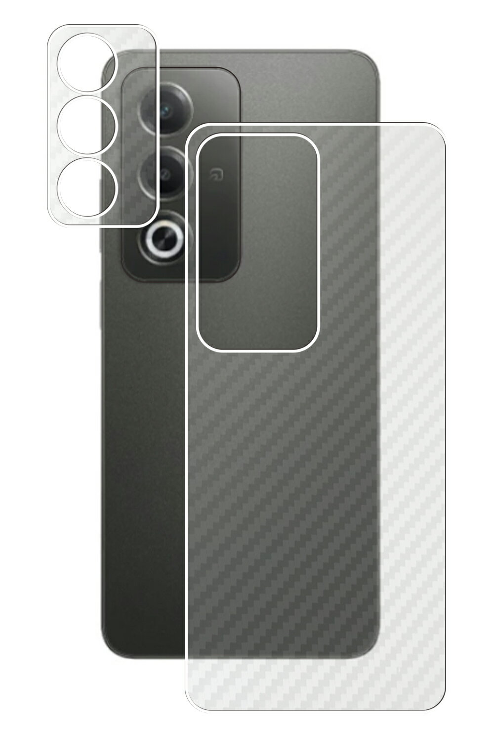 【スーパーSALE 半額 50%OFF】OPPO A3 5G 用 カーボン調 クリア 背面 保護フィルム ★ オッポ エースリー ファイブジー