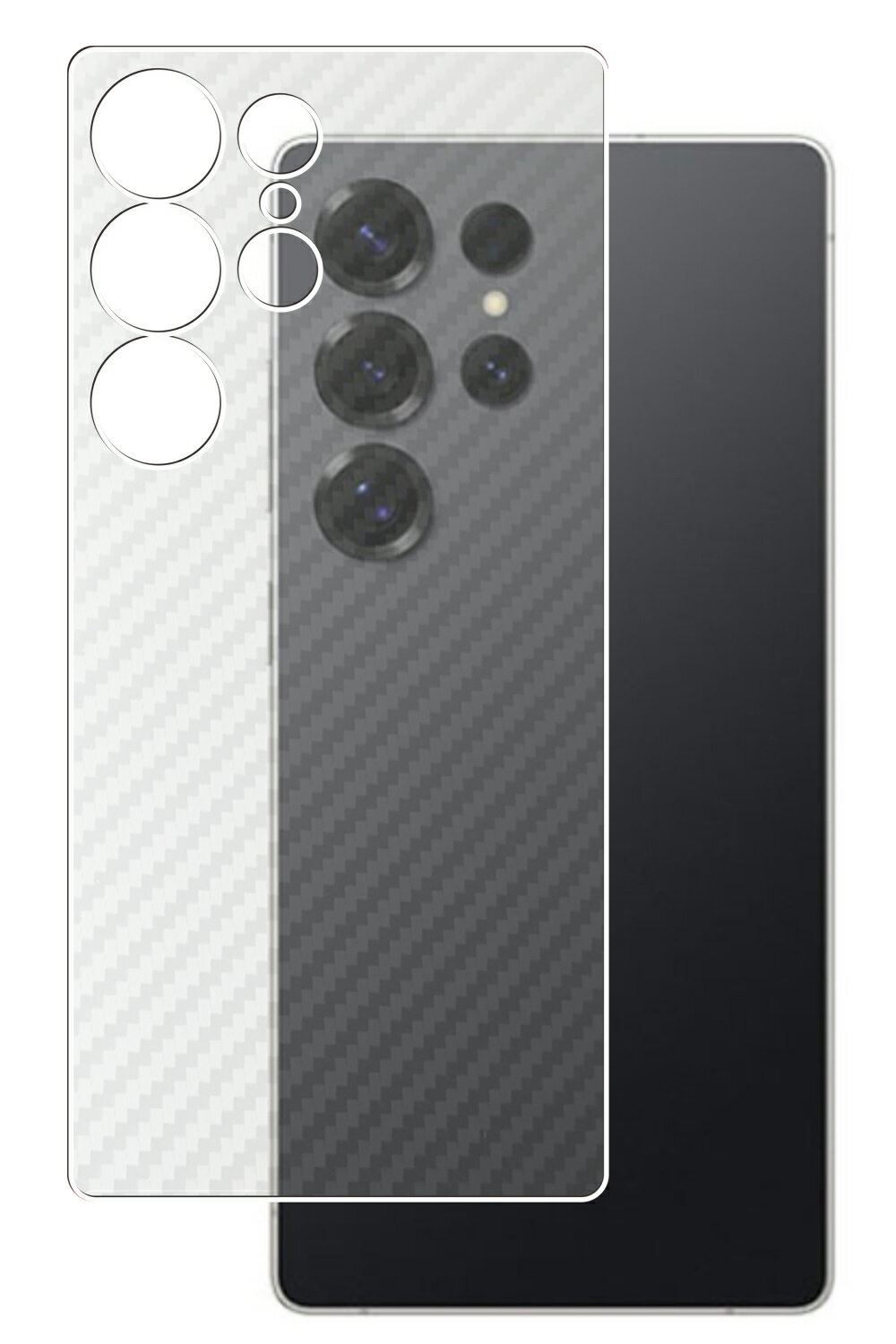 【スーパーSALE 半額 50%OFF】Galaxy S25 Ultra 用 カーボン調 クリア 背面 保護フィルム ★ Samsung ギャラクシー エストゥ...