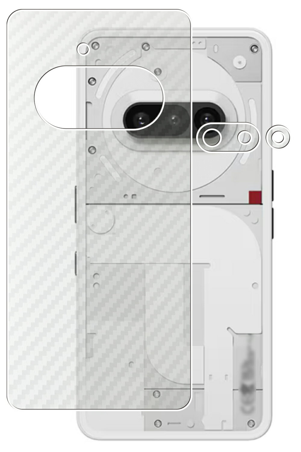 【スーパーSALE 半額 50%OFF】Nothing Phone (3a) 用 カーボン調 クリア 背面 保護フィルム ★ ナッシング フォン スリーエー