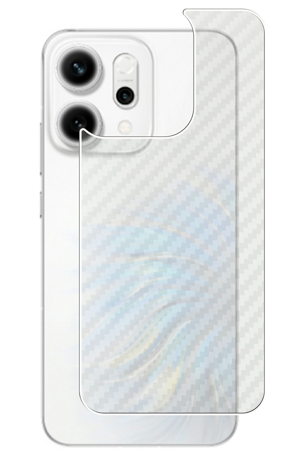 【スーパーSALE 半額 50%OFF】OPPO Reno14 5G 用 カーボン調 クリア 背面 保護フィルム ★ オッポ リノ フォーティーン ファイブジー