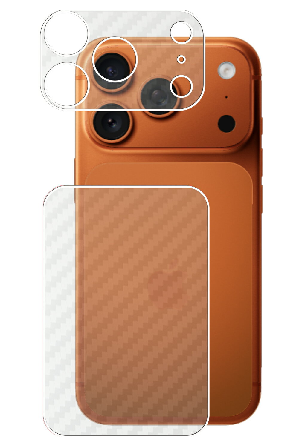 【スーパーSALE 半額 50%OFF】iPhone 17 Pro 用 カーボン調 クリア 背面 保護フィルム ★ アップル アイフォーン