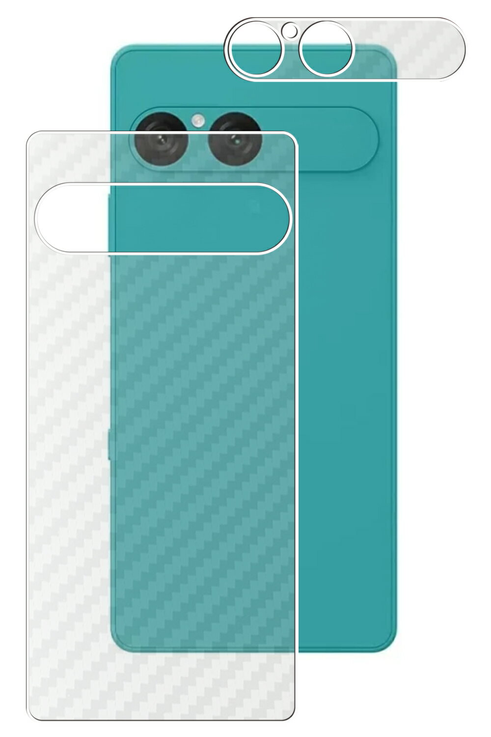 【スーパーSALE 半額 50%OFF】Xperia 10 VII 用 カーボン調 クリア 背面 保護フィルム ★