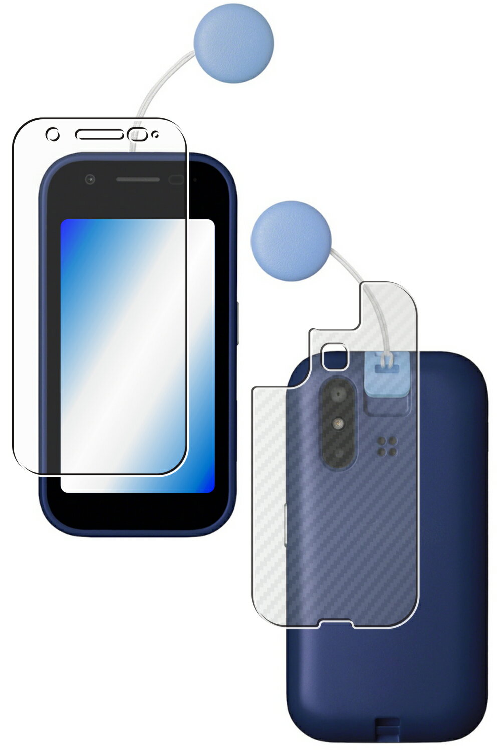 【2枚組(画面+背面)】シャープ mamorino6 au 用 清潔 目に優しい アンチグレア ブルーライト カット タイプ 液晶 保護 フィルム ＋ カーボン調 背面 保護フィルム ★ SHARP マモリーノ シックス エーユー