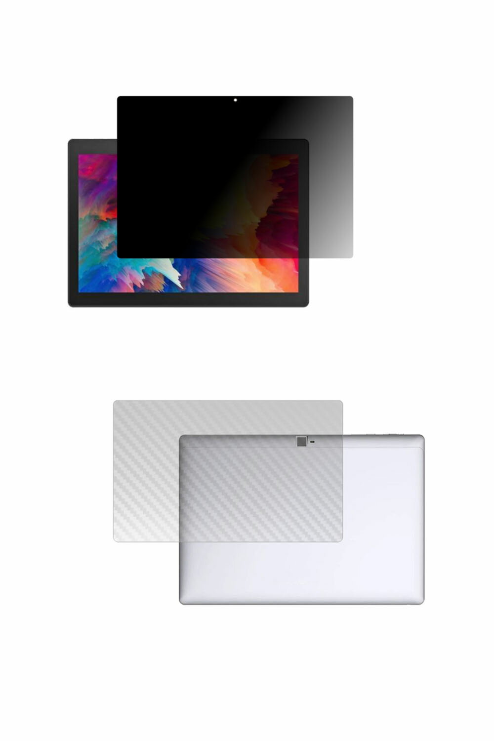 【2枚組(画面+背面)】VANKYO MatrixPad S30T 用 [10]【4wayのぞき見防止 プライバシー保護】液晶 保護 フィルム＋カーボン調背面保護フィルム ★ タブレット タブレットPC 液晶 画面 保護 フィルム シート 保護フィルム 保護シート
