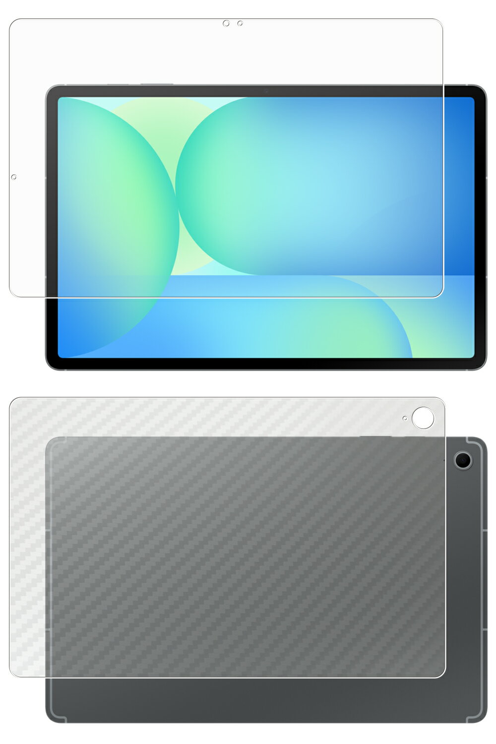 【2枚組(画面+背面)】Galaxy Tab S10 FE+ 用 [N35] 清潔 目に優しい アンチグレア ブルーライト カット タイプ 液晶 保護 フィルム ＋ カーボン調 背面 保護フィルム ★ ギャラクシー タブ エステン エフイー プラス