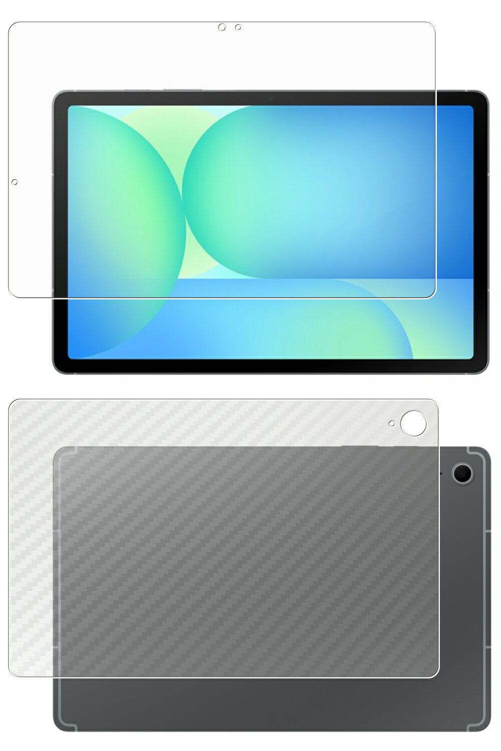 【2枚組(画面+背面)】Galaxy Tab S10 FE 用 [10] 高硬度 9H ブルーライトカット クリア 液晶 保護 フィルム ＋ カーボン調 背面 保護フィルム ★ 強化 ガラスフィルム と同等の 高硬度9H フィルム ギャラクシー タブ エステン エフイー