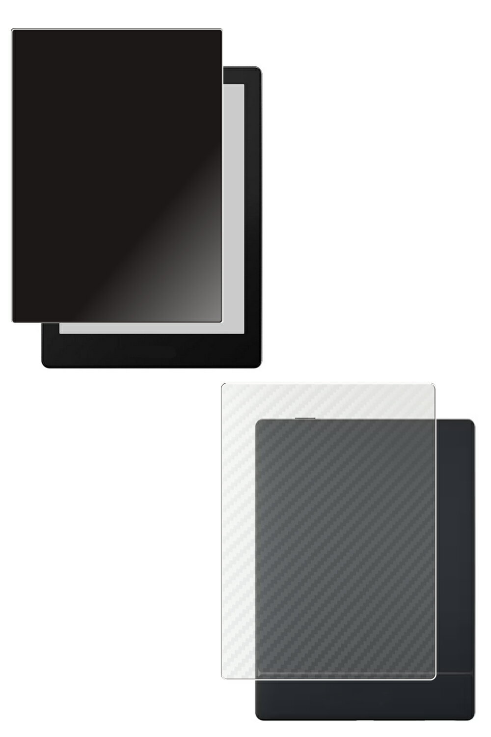 【2枚組(画面+背面)】BOOX Go 6インチ 用 [7] 4way のぞき見防止 プライバシー保護 液晶 保護 フィルム ＋ カーボン調 背面 保護フィルム ★ Onyx オニキス ブークス ゴー シックス