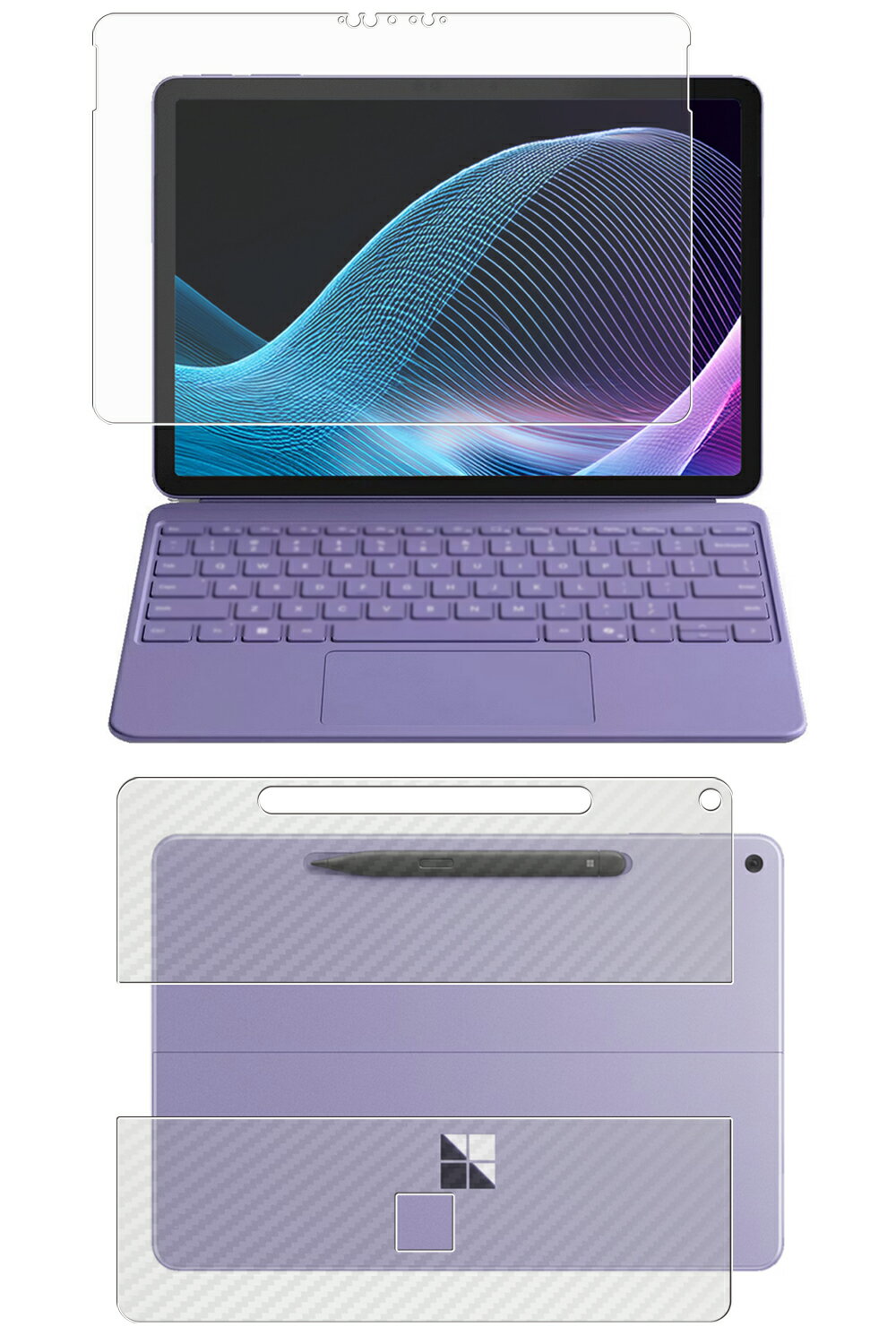 【2枚組(画面+背面)】Microsoft Surface Pro 12インチ 2025年モデル 用 [10] マット 反射低減 タイプ 液晶 保護 フィルム ＋ カーボン調 背面 保護フィルム ★ マイクロソフト サーフェス プロ