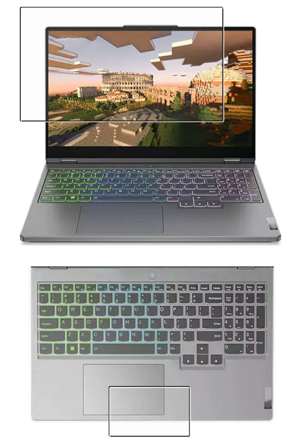 【2枚組(画面+タッチパッド)】 Lenovo Legion 570i 15.6インチ 2022年モデル 用 [N40] 抗菌 抗ウイルス 防指紋 クリア 液晶 保護 フィルム ★ レノボ レギオン