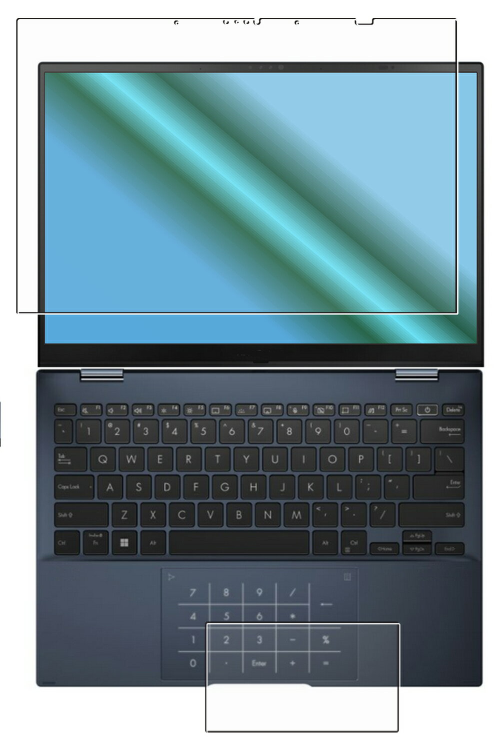 【2枚組(画面+タッチパッド)】 ASUS Zenbook S Flip 13 OLED UP5302ZA 2022年モデル 用 [N35] 抗菌 抗ウイルス 防指紋 クリア 液晶 保護 フィルム ★ エイスース ゼンブック エス フリップ サーティーン オーレッド