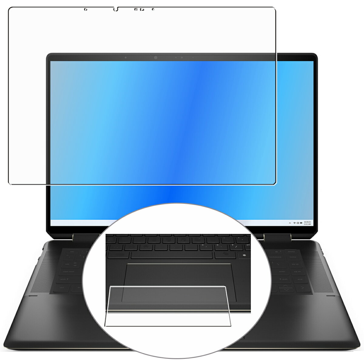 【スーパーSALE 10%OFF】【2枚組(画面+タッチパッド)】 HP Spectre x360 16-f 16-f1000 / 16-f2000 2022/23年モデル 用 [400-280] 高機能 反射防止 スムースタッチ 抗菌 液晶 保護 フィルム ★ エイチピー スペクトル エイチピー スペクトル
