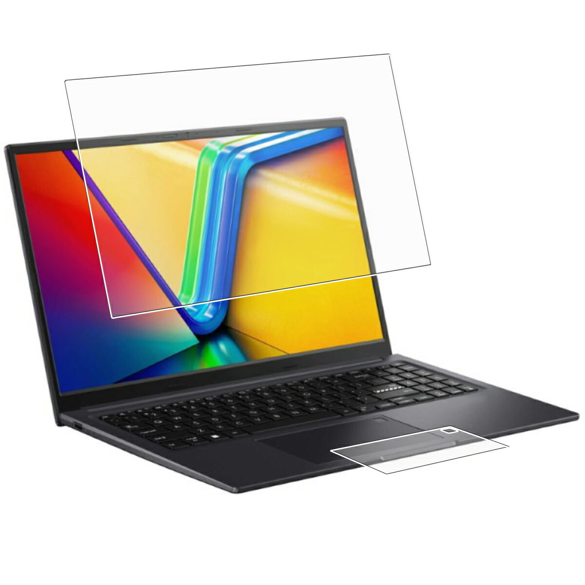 【スーパーSALE 10%OFF】【2枚組(画面+タッチパッド)】 ASUS Vivobook 15X K3504 2023年指紋認証対応モデル 用 [N40] 高硬度 9H アンチグレア タイプ 液晶 保護 フィルム ★ エイスース ビボブック フィフティーンエックス 強化 ガラスフィルム と同等の 高硬度9H