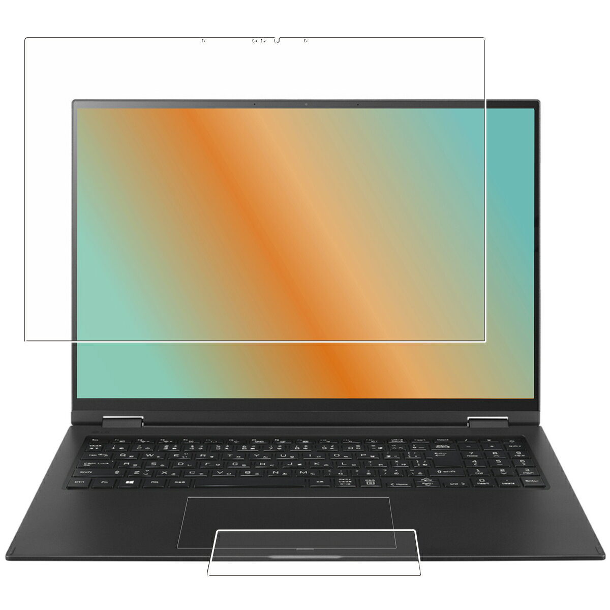 【2枚組(画面+タッチパッド)】 LG gram 2in1 16T90R 2023年モデル 用 [400-280] 防指紋 クリア タイプ 液晶 保護 フィルム ★ エルジー エレクトロニクス グラム ツーインワン