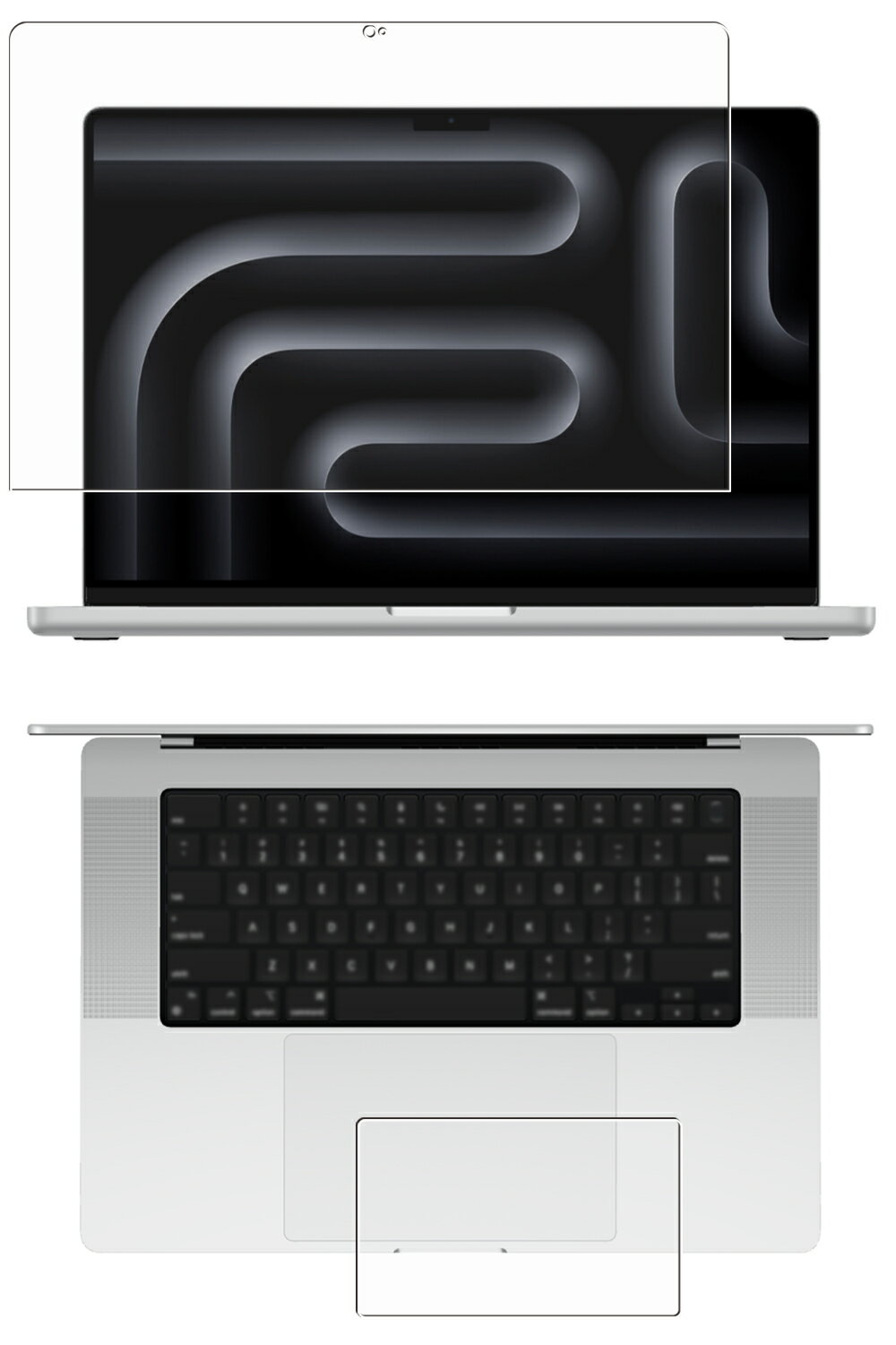 [2枚組(画面+タッチパッド)] MacBook Pro 16 M4 2024 / M3 2023 用 [N40] 抗菌 抗ウイルス 防指紋 クリア 液晶 保護 フィルム ★ アップル マックブック プロ エムスリー