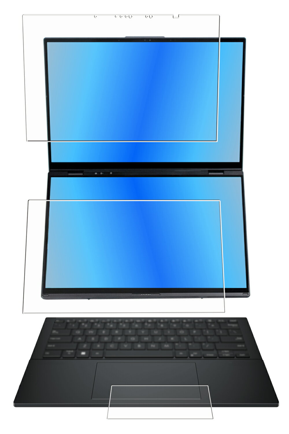 [3(+ɥǥץ쥤+åѥå)] ASUS Zenbook DUO (2024) UX8406  [N35] ɻ ꥢ  վ ݸ ե   ֥å ǥ奪