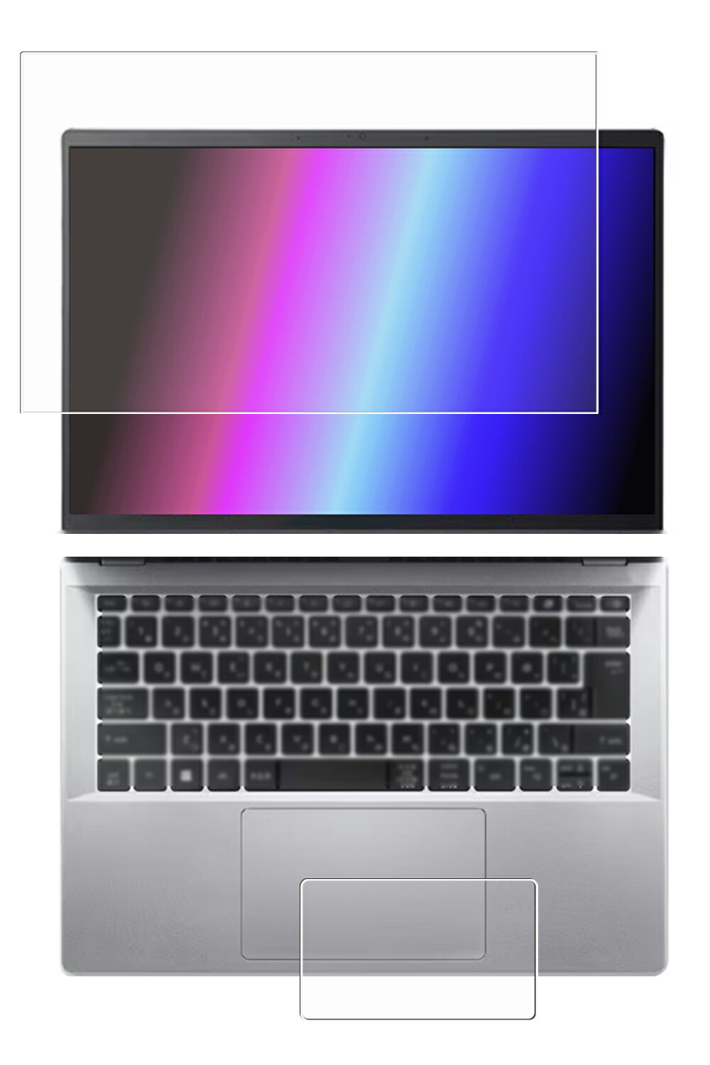 [2枚組(画面+タッチパッド)] Acer Swift Go 14 2024年モデル 用 [N35] 超撥水 すべすべ 抗菌 抗ウイルス クリア タイプ 液晶 保護 フィルム ★ エイサー スイフト