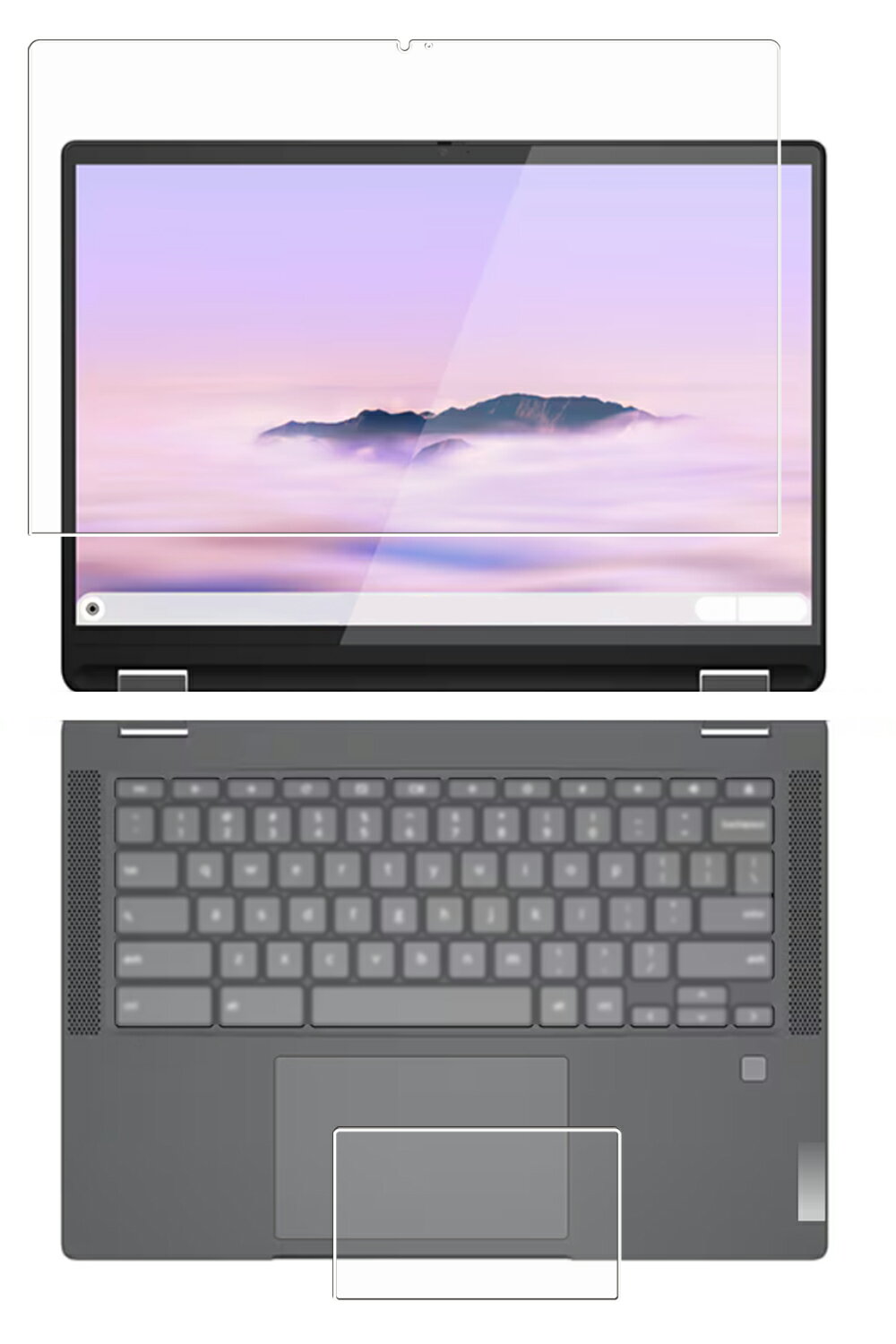 [2枚組(画面+タッチパッド)] Lenovo IdeaPad Flex 570i Chromebook Plus 14インチ 2024年モデル 用 [N35] 防指紋 クリア タイプ 液晶 保護 フィルム ★ レノボ アイデアパッド フレックス クロームブック プラス