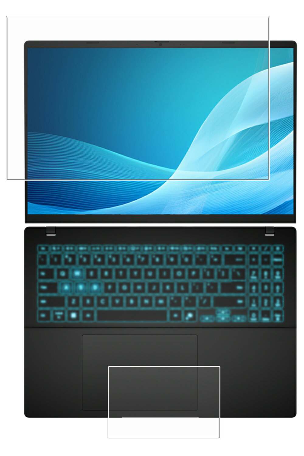 [2枚組(画面+タッチパッド)] ASUS Gaming V16 V3607 2025年モデル 用 [N40] 抗菌 抗ウイルス 防指紋 クリア 液晶 保護 フィルム ★