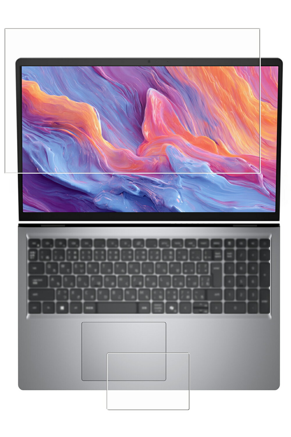 [2枚組(画面+タッチパッド)] Dell 15 D15260 2026年モデル 用 [N40] 防指紋 クリア タイプ 液晶 保護 フィルム ★ デル フィフティーン